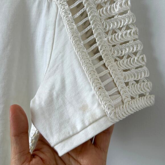 Maje Titre White Crochet Short Sleeve Top Size M - Picture 11 of 12